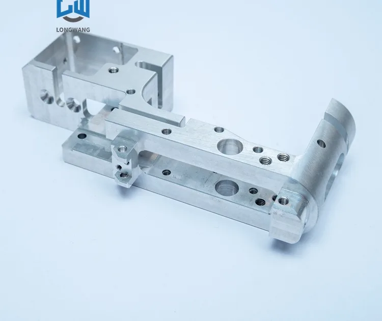 5-axis CNC machined aluminum block with grooves