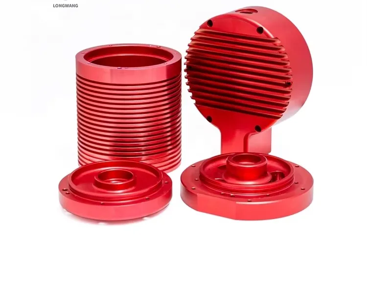 Red anodized CNC machined aluminum valve cover prototype