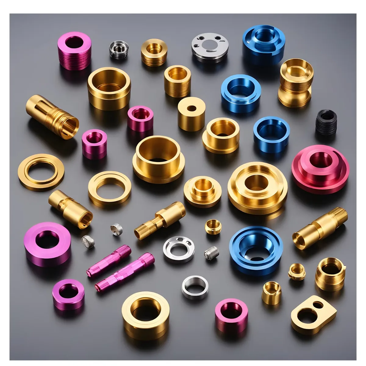 CNC lathe turned brass and anodized aluminum hardware fittings