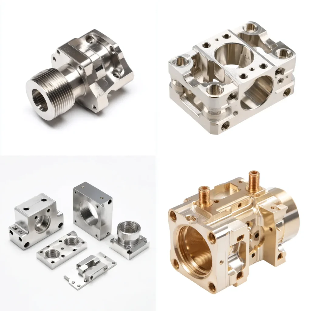One-off CNC machined parts in aluminum, stainless steel and brass
