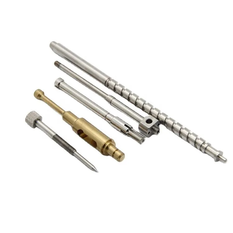 Precision CNC turned shafts and pins in stainless steel and brass