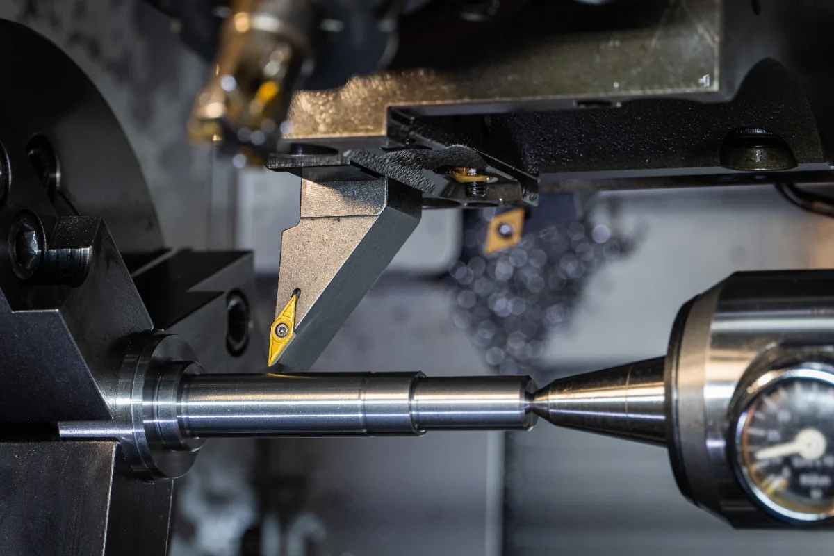 Automatic lathe turning brass parts